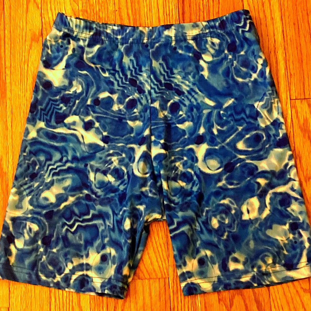 VALS Women's Unique Blue Tie Dye Spandex Bike/Athletic Shorts ~ Sz M